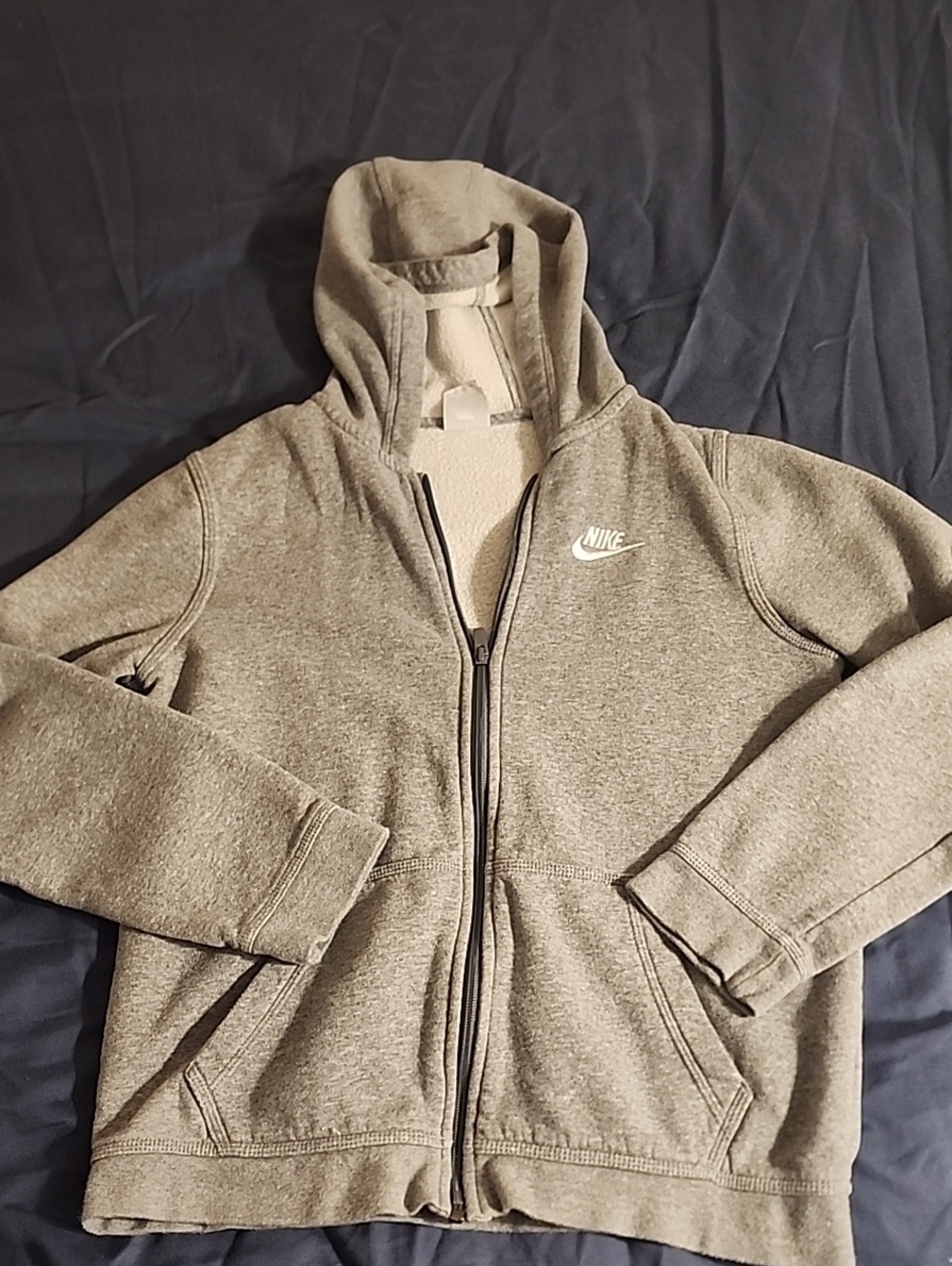 Nike Grey Zip-Up Hooded Jacket Boy's XL
